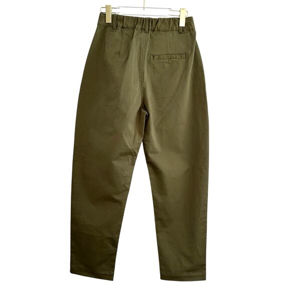 Thinking Mu Rina Pants Women Small Olive Green Carrot Mid Rise Ankle Minimalist - Picture 2 of 6